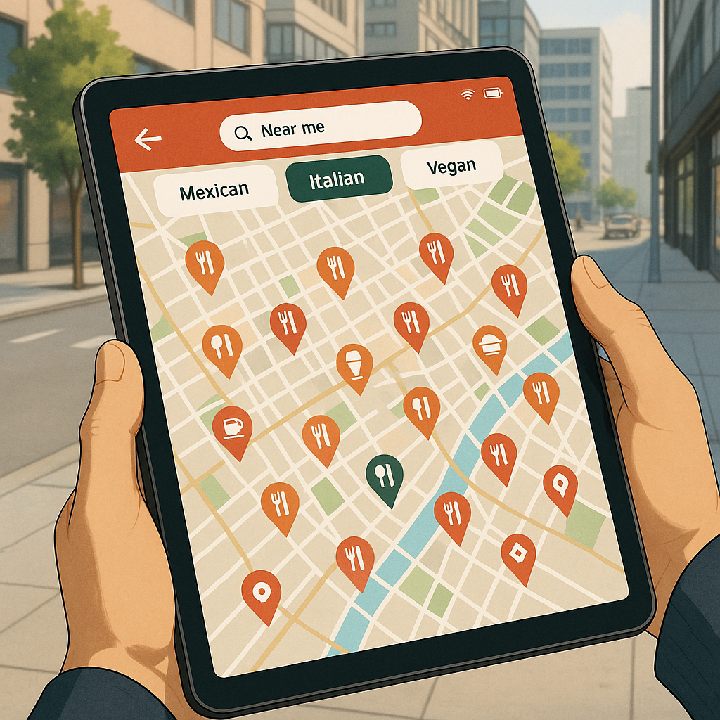 Mapa en tiempo real de restaurantes abiertos